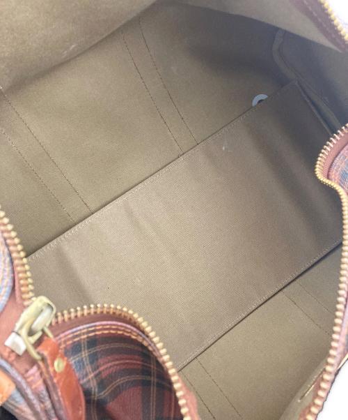 POLO RALPH LAUREN（ポロ・ラルフローレン）POLO RALPH LAUREN (ポロ・ラルフローレン) 2WAY タータンチェック ボストンバッグ ブラウン×ブラックの古着・服飾アイテム