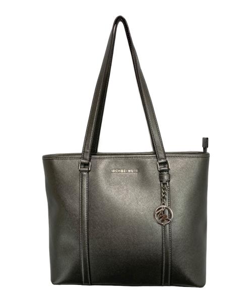 MICHAEL KORS（マイケルコース）MICHAEL KORS (マイケルコース) メタリックレザートートバッグ グレーの古着・服飾アイテム