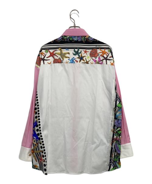 VERSACE（ヴェルサーチ）VERSACE (ヴェルサーチ) シルクマリン柄シャツ ピンク×ホワイト サイズ:38の古着・服飾アイテム