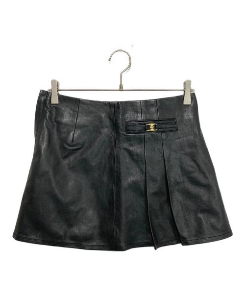 COACH（コーチ）COACH (コーチ) ヘリテージ C レザー ミニ スカート ブラックの古着・服飾アイテム