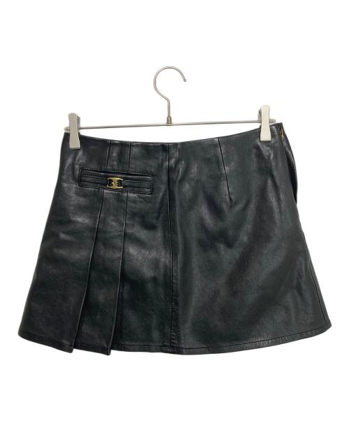 COACH（コーチ）COACH (コーチ) ヘリテージ C レザー ミニ スカート ブラックの古着・服飾アイテム