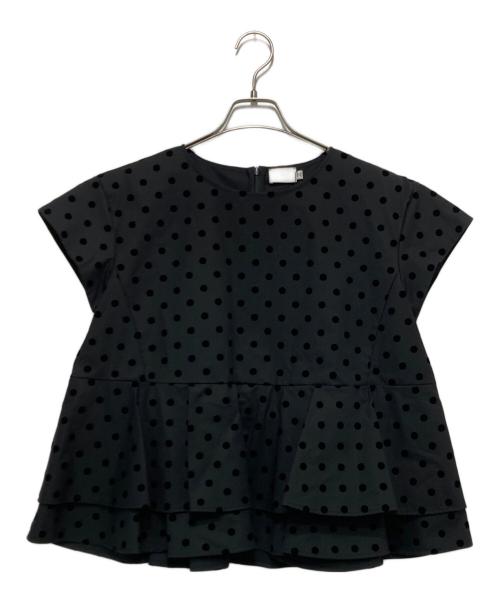 YORI（ヨリ）YORI (ヨリ) 半袖ドットブラウス ブラック サイズ:38の古着・服飾アイテム
