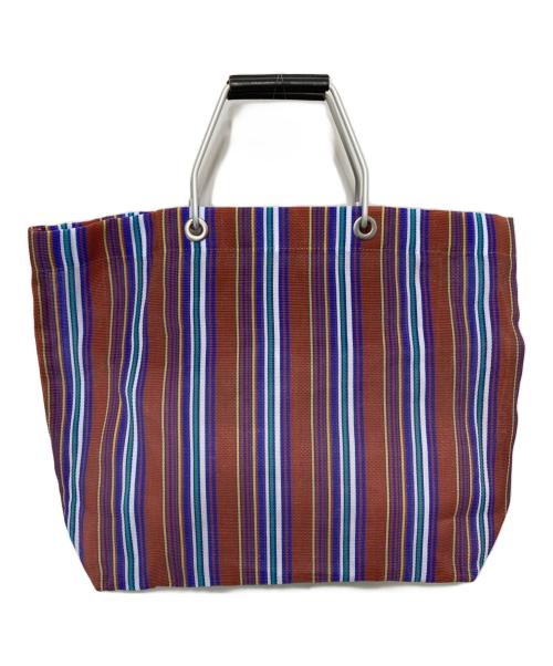 MARNI（マルニ）MARNI (マルニ) フラワーカフェ ストライプ トートバッグ ブラウン×ブルーの古着・服飾アイテム