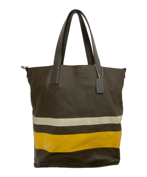 COACH（コーチ）COACH (コーチ) ヴァリケイテッド リバーシブルトートバッグ マスタード×グレーの古着・服飾アイテム