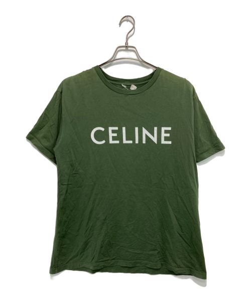 CELINE（セリーヌ）CELINE (セリーヌ) ロゴプリント ルーズTシャツ グリーン サイズ:Ｓの古着・服飾アイテム
