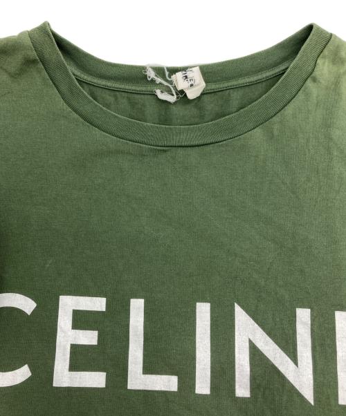 CELINE（セリーヌ）CELINE (セリーヌ) ロゴプリント ルーズTシャツ グリーン サイズ:Ｓの古着・服飾アイテム