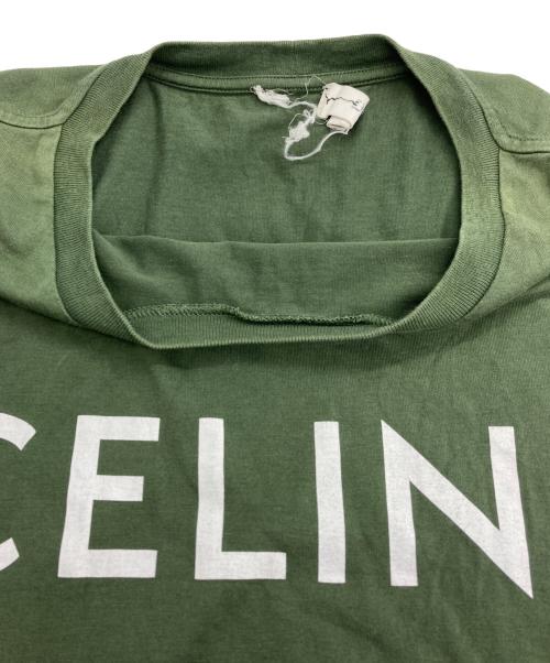 CELINE（セリーヌ）CELINE (セリーヌ) ロゴプリント ルーズTシャツ グリーン サイズ:Ｓの古着・服飾アイテム