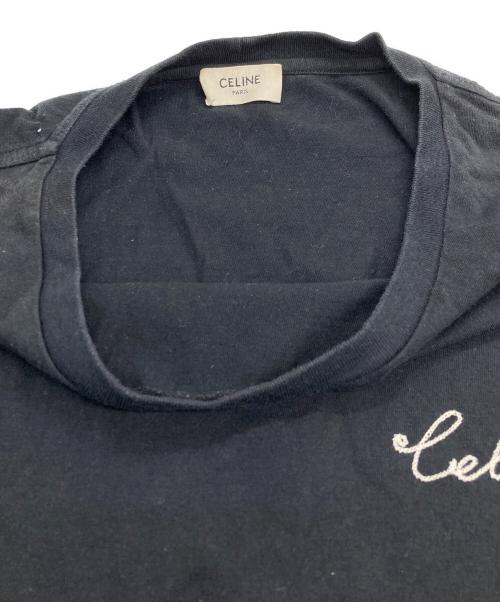 CELINE（セリーヌ）CELINE (セリーヌ) チェーンステッチロゴ Tシャツ ブラック サイズ:Mの古着・服飾アイテム