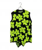 COMME des GARCONSコムデギャルソン）の古着「アシンメトリーフラワージャガードノースリーブニット」｜ブラック×イエロー