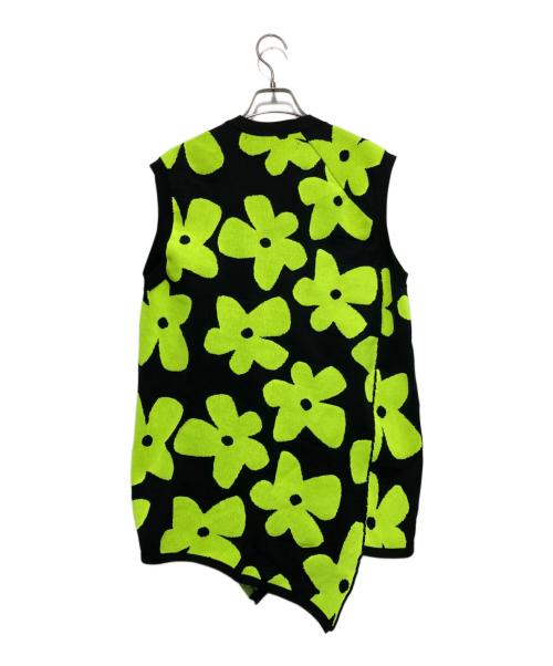 COMME des GARCONS（コムデギャルソン）COMME des GARCONS (コムデギャルソン) アシンメトリーフラワージャガードノースリーブニット ブラック×イエロー サイズ:Sの古着・服飾アイテム