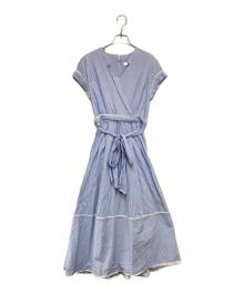 HER LIP TO（ハーリップトゥ）の古着「Stripe Cotton-Blend Summer Dress」｜ブルー×ホワイト