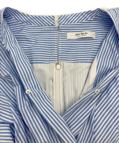 HER LIP TO（ハーリップトゥ）HER LIP TO (ハーリップトゥ) Stripe Cotton-Blend Summer Dress ブルー×ホワイト サイズ:Sの古着・服飾アイテム