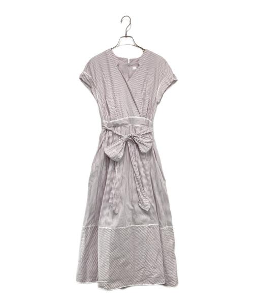 HER LIP TO（ハーリップトゥ）Her lip to (ハーリップトゥ) Stripe Cotton-Blend Summer Dress ピンク×ホワイト サイズ:Sの古着・服飾アイテム