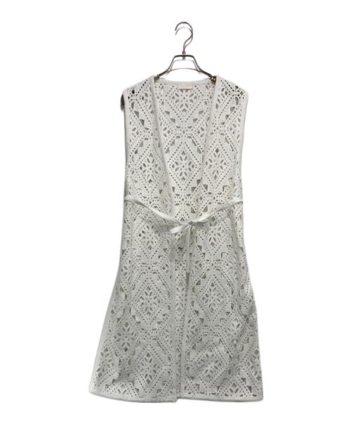 BALLSEY（ボールジィ）BALLSEY (ボールジィ) ダイヤモチーフエンブロイダリー ロングジレ ホワイト サイズ:36の古着・服飾アイテム
