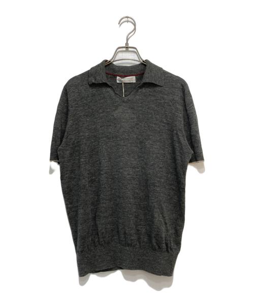 BRUNELLO CUCINELLI（ブルネロクチネリ）BRUNELLO CUCINELLI (ブルネロクチネリ) リネンコットン半袖ニット グレー サイズ:42の古着・服飾アイテム