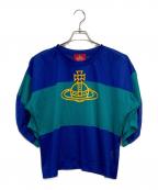 Vivienne Westwood RED LABELヴィヴィアンウエストウッドレッドレーベル）の古着「オーブプリント メッシュトップス」｜ブルー×グリーン