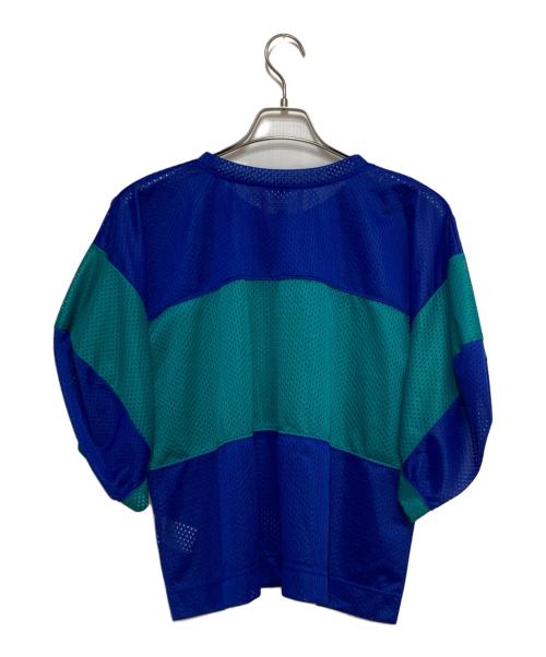 Vivienne Westwood RED LABEL（ヴィヴィアンウエストウッドレッドレーベル）Vivienne Westwood RED LABEL (ヴィヴィアンウエストウッドレッドレーベル) オーブプリント メッシュトップス ブルー×グリーン サイズ:00の古着・服飾アイテム