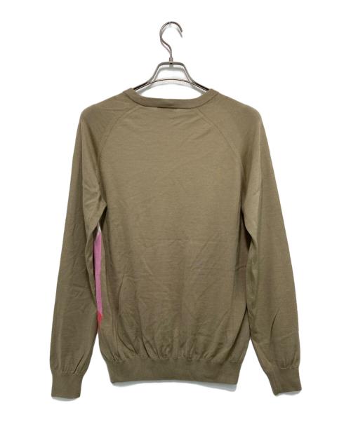 BALLANTYNE（バランタイン）BALLANTYNE (バランタイン) アーガイル カシミヤクルーネックニット ベージュ×ピンク サイズ:50の古着・服飾アイテム