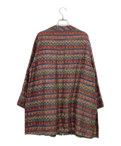 missoni（ミッソーニ）missoni (ミッソーニ) ノーカラージャケット ネイビー×レッド サイズ:36の古着・服飾アイテム