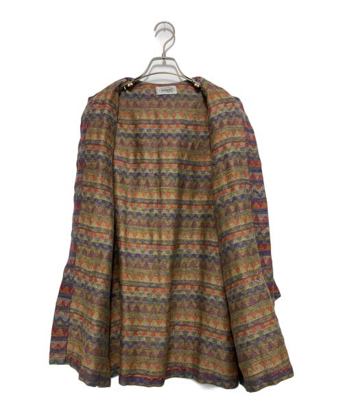 missoni（ミッソーニ）missoni (ミッソーニ) ノーカラージャケット ネイビー×レッド サイズ:36の古着・服飾アイテム