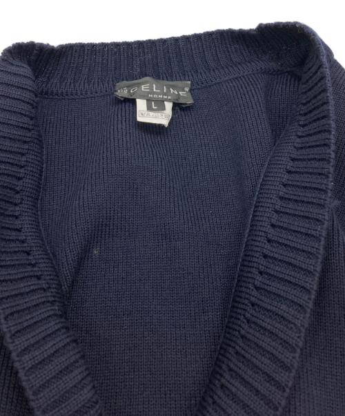 CELINE HOMME（セリーヌオム）CELINE HOMME (セリーヌオム) 金釦ウールVネックカーディガン ネイビー サイズ:Lの古着・服飾アイテム