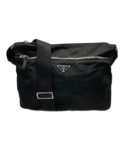 PRADA（プラダ）PRADA (プラダ) ロゴプレート ナイロンショルダーバッグ ブラックの古着・服飾アイテム