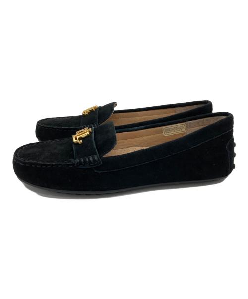 LAUREN RALPH LAUREN（ローレン ラルフ ローレン）LAUREN RALPH LAUREN (ローレン ラルフ ローレン) BARNSBURY メタルロゴスウェードローファー ブラック サイズ:US6の古着・服飾アイテム