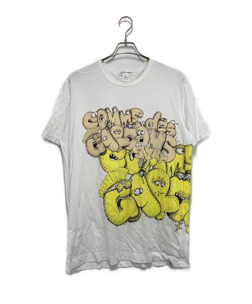 COMME des GARCONS SHIRT（コムデギャルソンシャツ）COMME des GARCONS SHIRT (コムデギャルソンシャツ) KAWS (カウズ) プリントTシャツ ホワイト サイズ:SIZE XLの古着・服飾アイテム