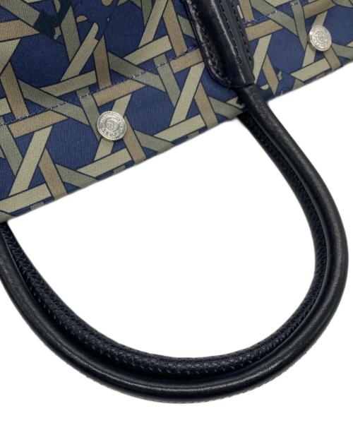 TORY BURCH（トリーバーチ）TORY BURCH (トリーバーチ) CANVAS BASKETWEAVE SMALL TOTE ネイビー×グレーの古着・服飾アイテム