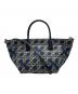 TORY BURCH（トリーバーチ）の古着「CANVAS BASKETWEAVE SMALL TOTE」｜ネイビー×グレー