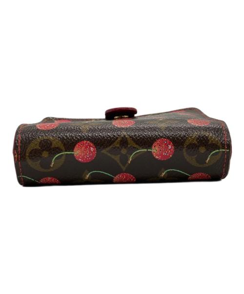 LOUIS VUITTON（ルイ ヴィトン）LOUIS VUITTON (ルイ ヴィトン) モノグラム・チェリー コンパクト・ジップ ブラウン×レッドの古着・服飾アイテム