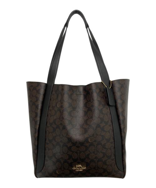 COACH（コーチ）COACH (コーチ) ハドリー トート バッグ・シグネチャー キャンバス ブラウン×ブラックの古着・服飾アイテム