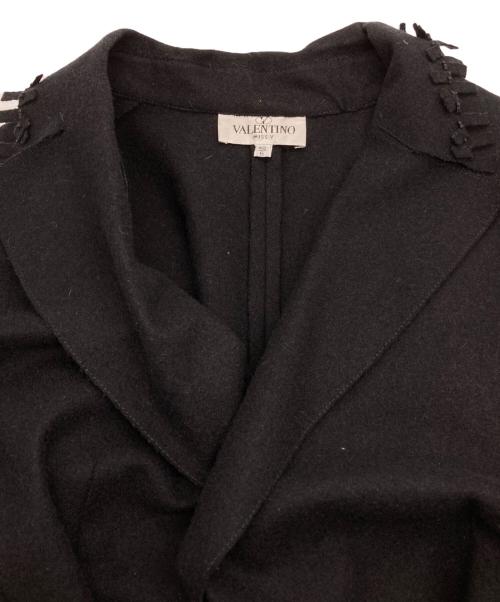 VALENTINO（ヴァレンティノ）VALENTINO (ヴァレンティノ) デザインフリンジロングコート ブラック サイズ:40/6の古着・服飾アイテム