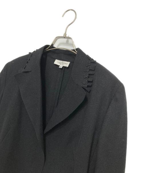 VALENTINO（ヴァレンティノ）VALENTINO (ヴァレンティノ) デザインフリンジロングコート ブラック サイズ:40/6の古着・服飾アイテム