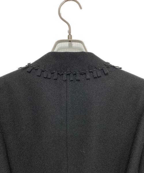 VALENTINO（ヴァレンティノ）VALENTINO (ヴァレンティノ) デザインフリンジロングコート ブラック サイズ:40/6の古着・服飾アイテム