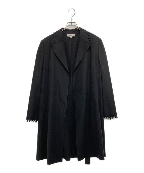 VALENTINO（ヴァレンティノ）VALENTINO (ヴァレンティノ) デザインフリンジロングコート ブラック サイズ:40/6の古着・服飾アイテム