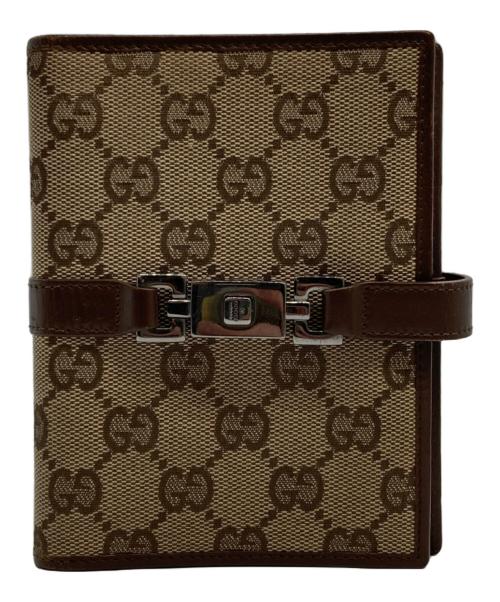 GUCCI（グッチ）GUCCI (グッチ) GGキャンバス ジャッキーライン 手帳カバー ベージュ×ブラウンの古着・服飾アイテム