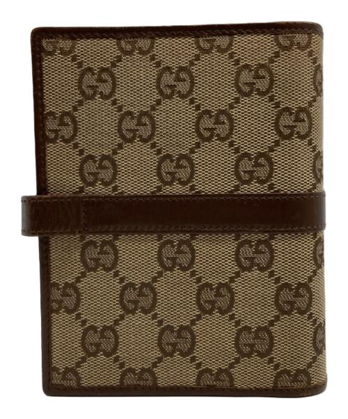 GUCCI（グッチ）GUCCI (グッチ) GGキャンバス ジャッキーライン 手帳カバー ベージュ×ブラウンの古着・服飾アイテム