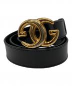 GUCCIグッチ）の古着「インターロッキングベルト」｜ブラック×ゴールド