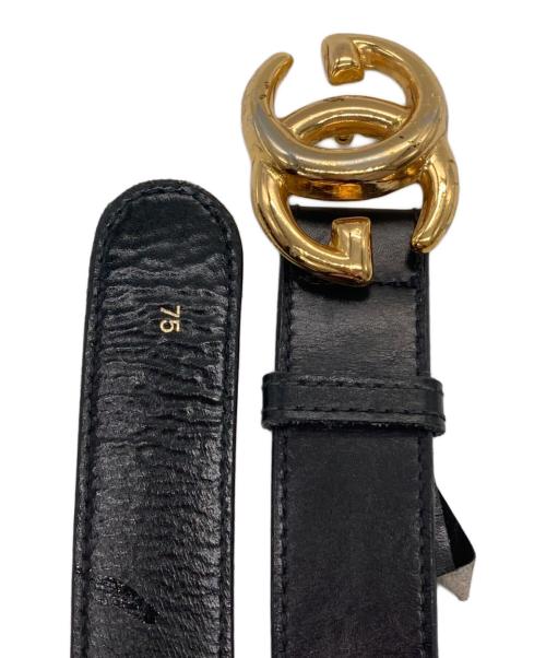 GUCCI（グッチ）GUCCI (グッチ) インターロッキングベルト ブラック×ゴールドの古着・服飾アイテム