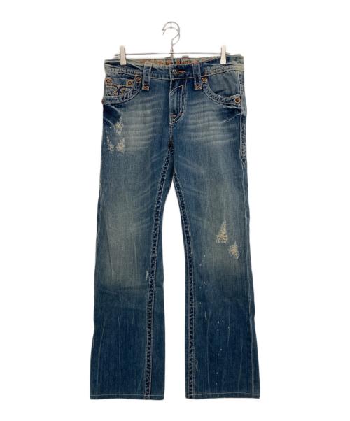 ROCK REVIVAL（ロックリバイバル）ROCK REVIVAL (ロックリバイバル) ダメージストレートデニムパンツ インディゴ サイズ:W31の古着・服飾アイテム