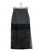 JOSE MOONジョゼムーン）の古着「BIJOU EMBROIDERY SHEER SKIRT」｜グレー×ブラック