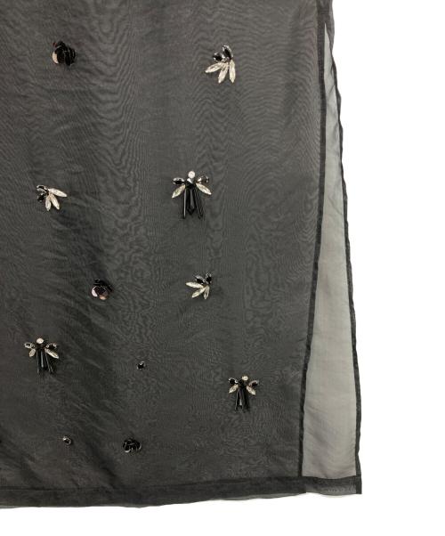 JOSE MOON（ジョゼムーン）JOSE MOON (ジョゼムーン) BIJOU EMBROIDERY SHEER SKIRT グレー×ブラック サイズ:36の古着・服飾アイテム