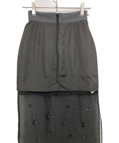 JOSE MOON（ジョゼムーン）JOSE MOON (ジョゼムーン) BIJOU EMBROIDERY SHEER SKIRT グレー×ブラック サイズ:36の古着・服飾アイテム