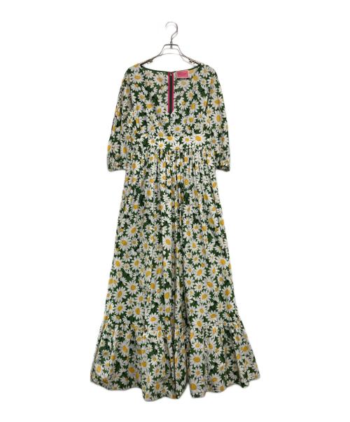 Kate Spade（ケイトスペード）Kate Spade (ケイトスペード) daisy bodega midi dress グリーン×ホワイト サイズ:SIZE 2の古着・服飾アイテム