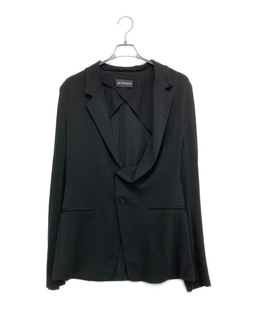 ANN DEMEULEMEESTER（アンドゥムルメステール）ANN DEMEULEMEESTER (アンドゥムルメステール) レーヨンテーラードジャケット ブラック サイズ:Lの古着・服飾アイテム