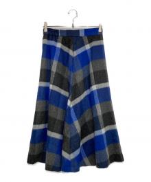 BLUE LABEL CRESTBRIDGE（ブルーレーベルクレストブリッジ）の古着「クレストブリッジチェックブライト起毛フレアスカート」｜ブルー×グレー