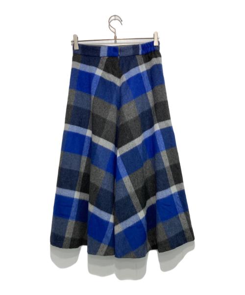 BLUE LABEL CRESTBRIDGE（ブルーレーベルクレストブリッジ）BLUE LABEL CRESTBRIDGE (ブルーレーベルクレストブリッジ) クレストブリッジチェックブライト起毛フレアスカート ブルー×グレー サイズ:36の古着・服飾アイテム