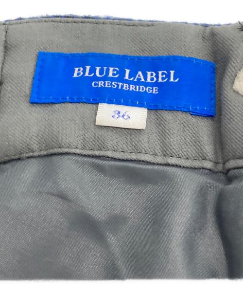 BLUE LABEL CRESTBRIDGE（ブルーレーベルクレストブリッジ）BLUE LABEL CRESTBRIDGE (ブルーレーベルクレストブリッジ) クレストブリッジチェックブライト起毛フレアスカート ブルー×グレー サイズ:36の古着・服飾アイテム