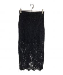 TWIN-SET（ツインセット）の古着「ミディ丈マクラメレーススカート（Midi macramé lace skirt）」｜ブラック